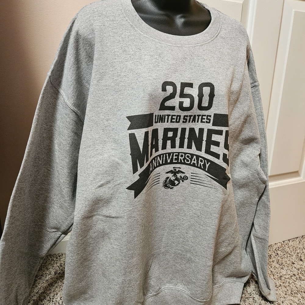 Men's Gray US Marines Anniversary Sweatshirt - Picture 3 of 6